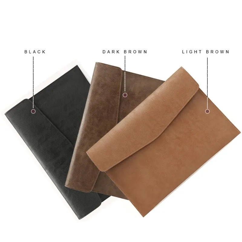 13.3 Inch Laptop Sleeve - Litchi Pattern Pu Leather - Black