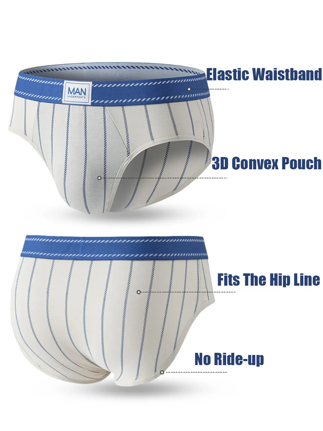 3 Pack Mens Classic Striped Briefs