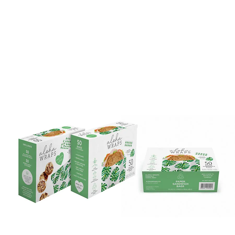 Aloha Wraps Monstera Sandwich Bags