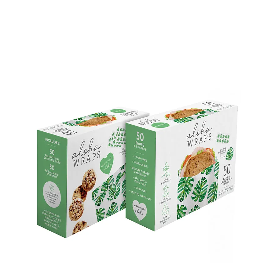 Aloha Wraps Monstera Sandwich Bags