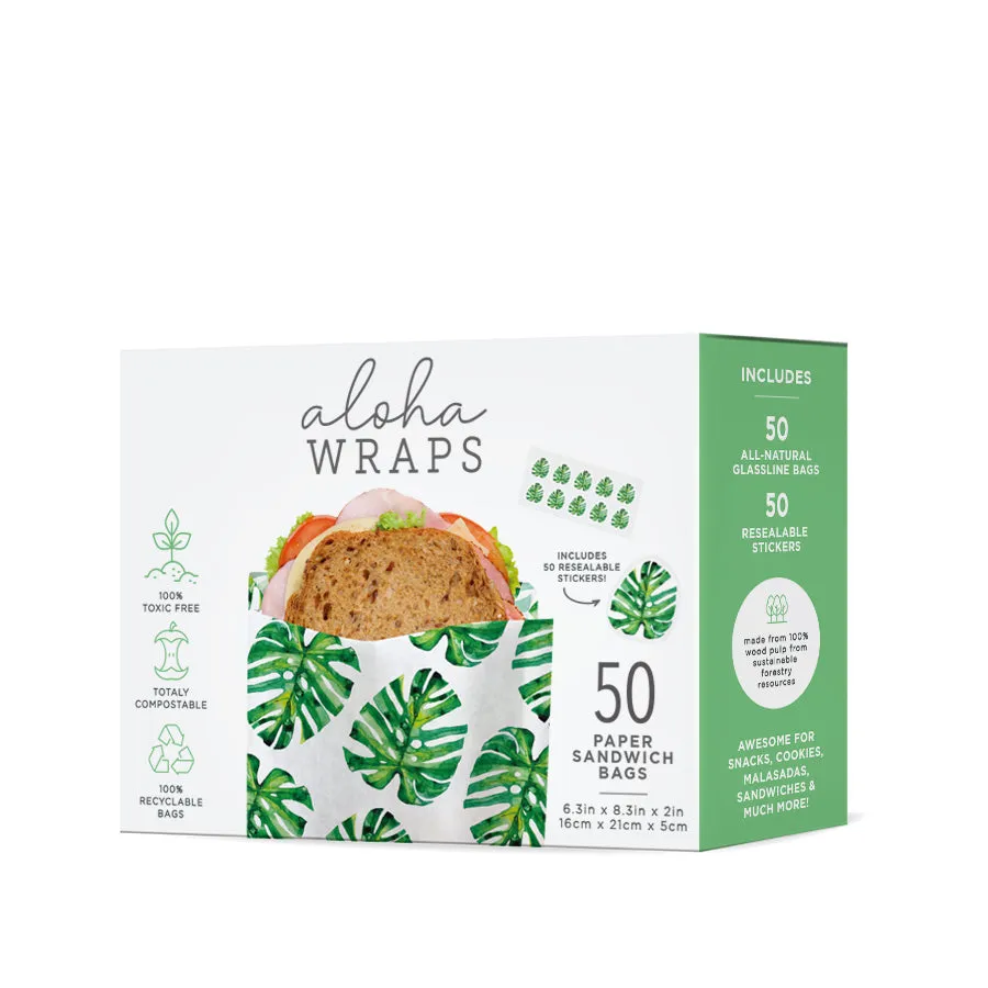 Aloha Wraps Monstera Sandwich Bags