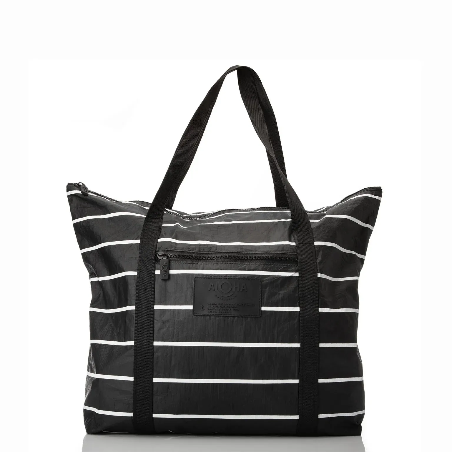 Aloha Zipper Tote | Pinstripe White/Black