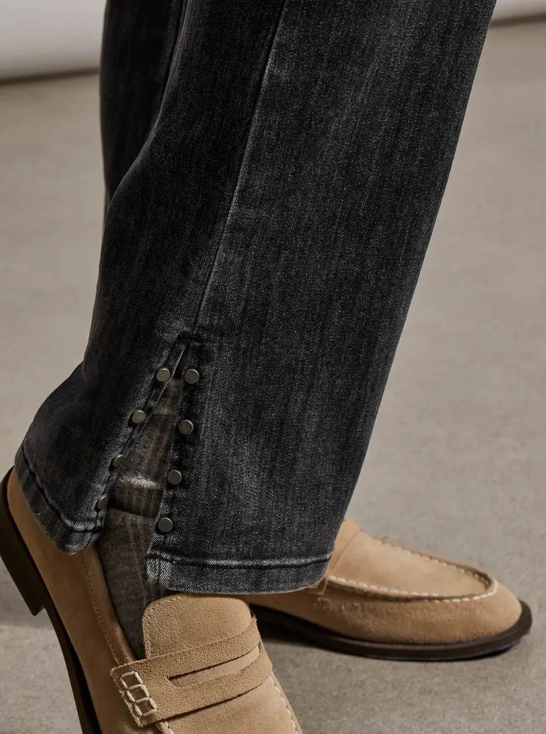 Audrey Pull On Micro Flare Jeans [Stone Black-7863O]