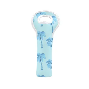 *Blue Watercolor Palms Neoprene Bottle Tote