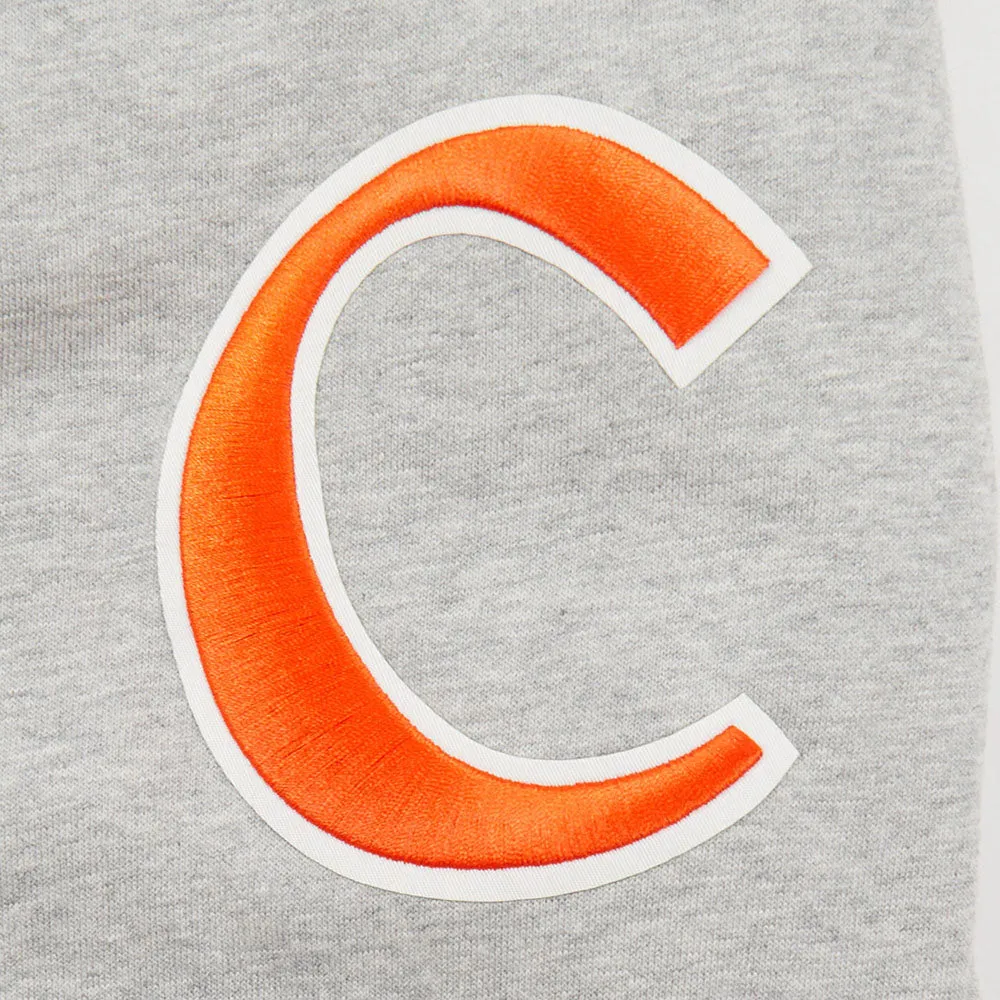 CLEMSON UNIVERSITY CLASSIC MEN'S STACKED LOGO PULLOVER HOODIE (HEATHER GRAY/BLACK)