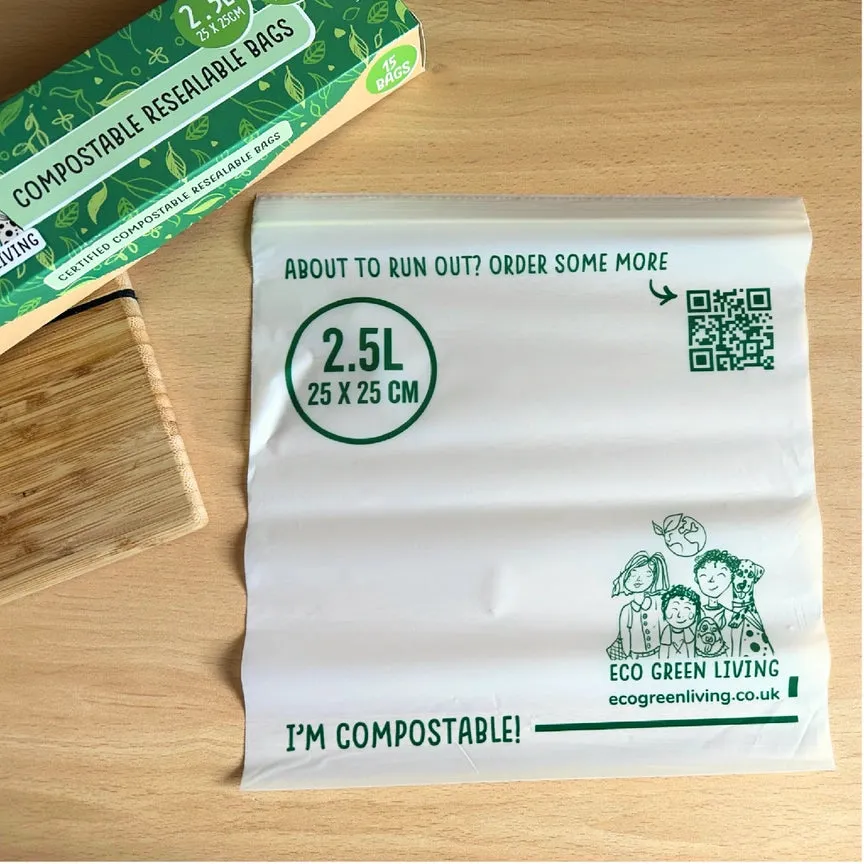 Eco Green Living Home Compostable Resealable Bags