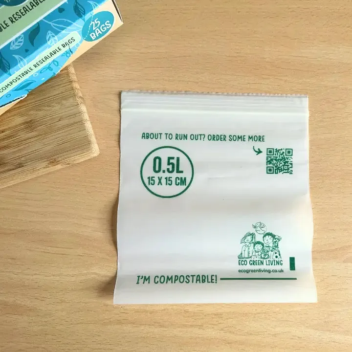 Eco Green Living Home Compostable Resealable Bags