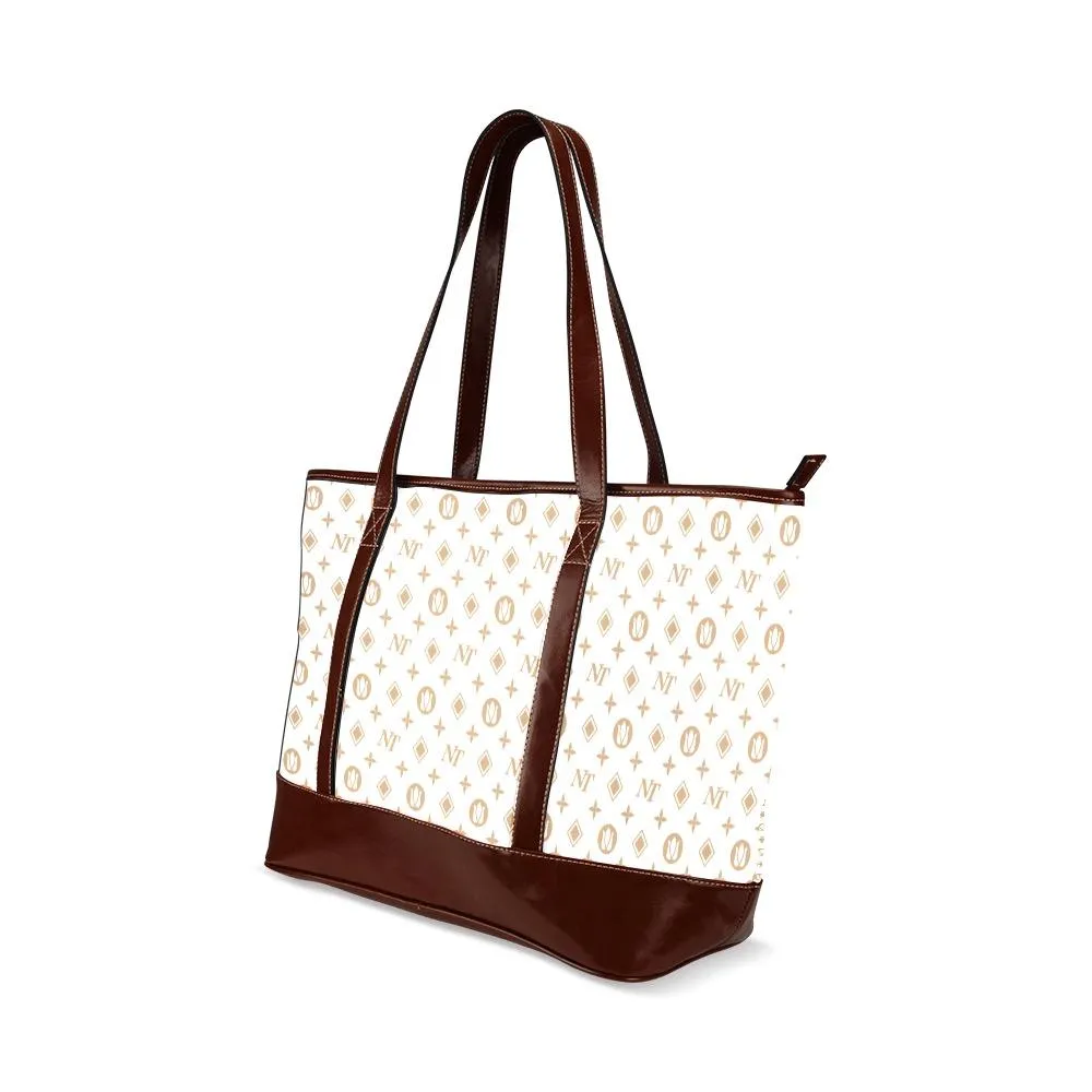 Fancy NT White Tote Handbag