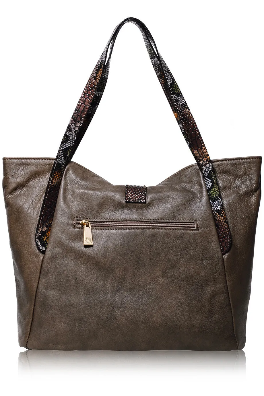FERCHI BASILISK Taupe Leather Woman Tote Bag