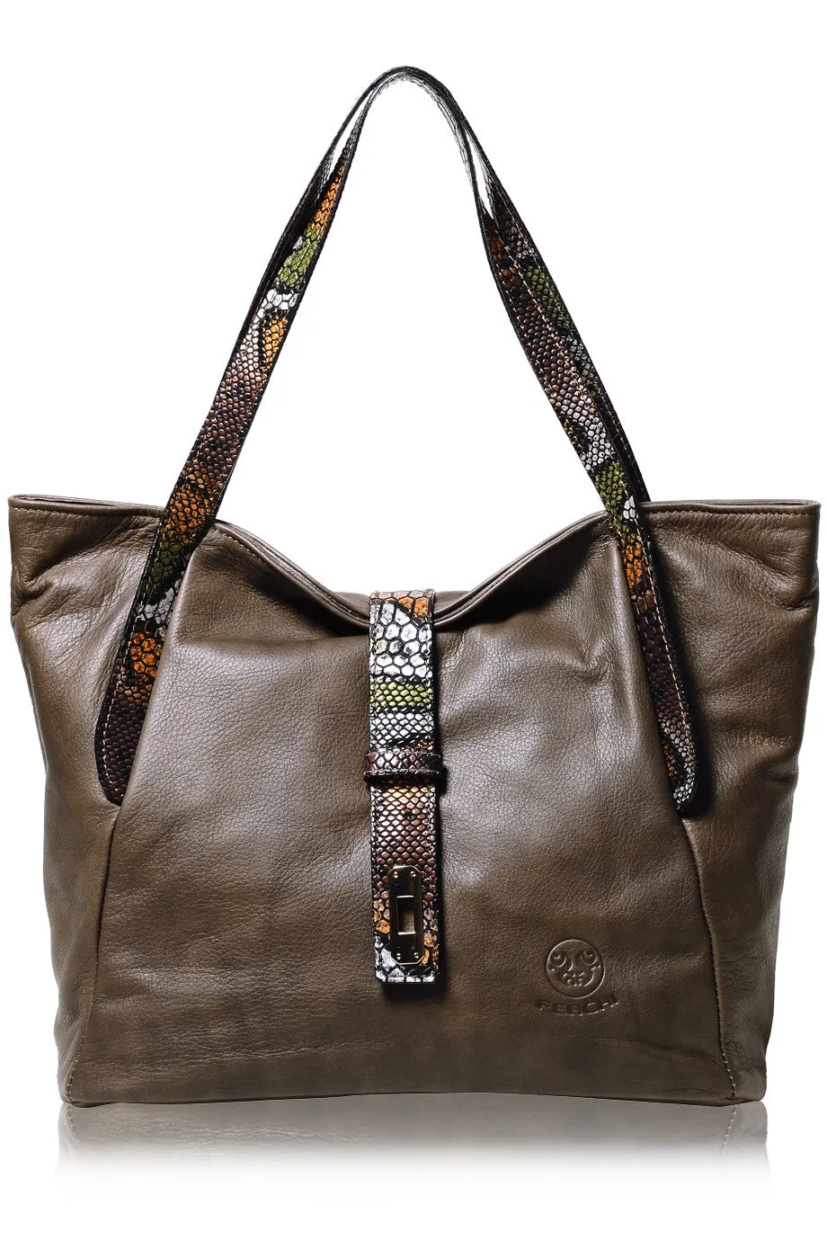 FERCHI BASILISK Taupe Leather Woman Tote Bag