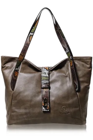 FERCHI BASILISK Taupe Leather Woman Tote Bag
