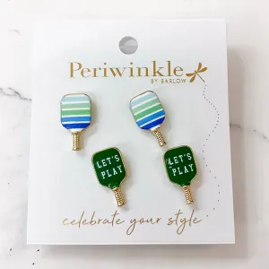 Green Pickleball Paddles Duo Earrings