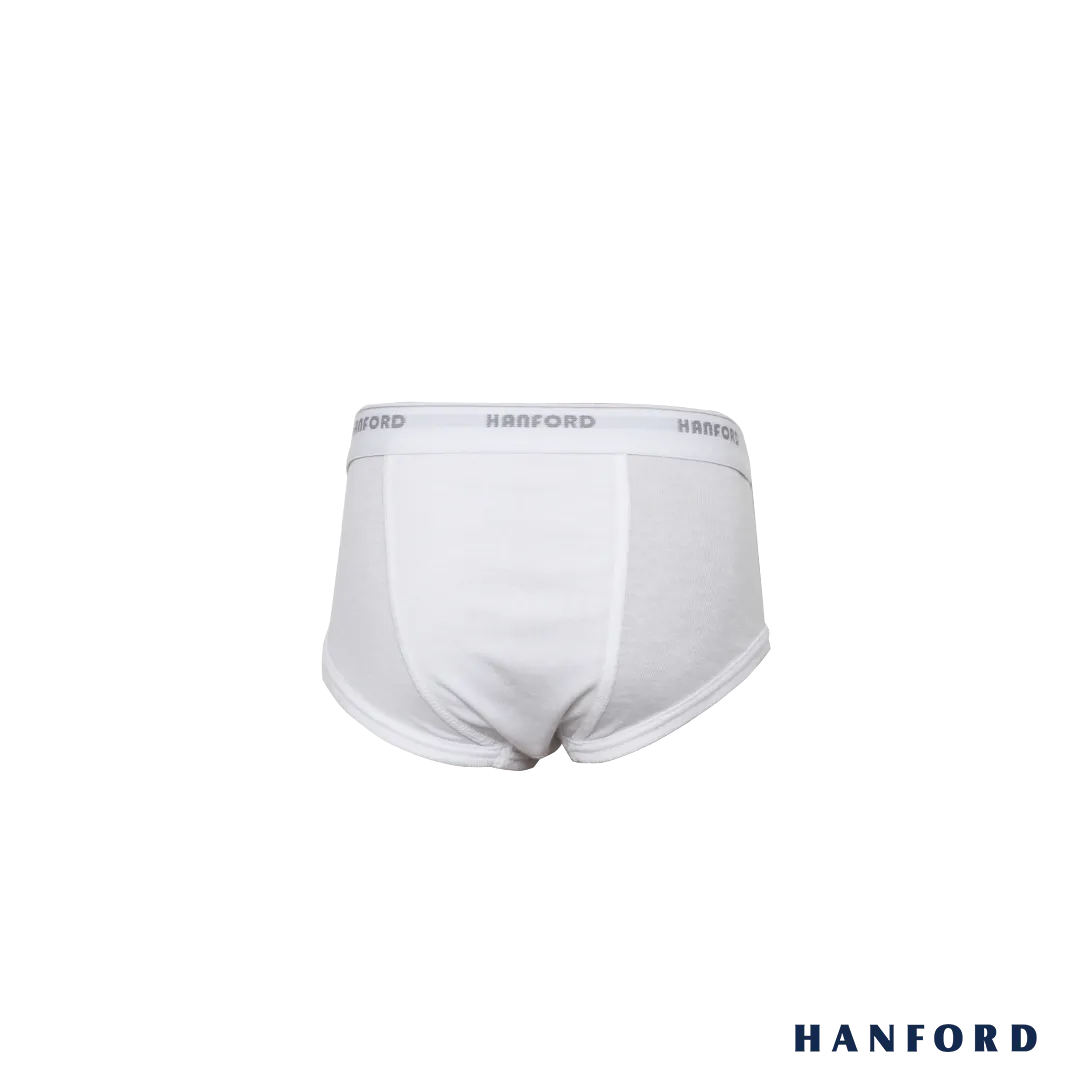 Hanford Kids/Teens Premium Ribbed Cotton Classic Briefs w/ Fly Opening - White (3in1 Pack)