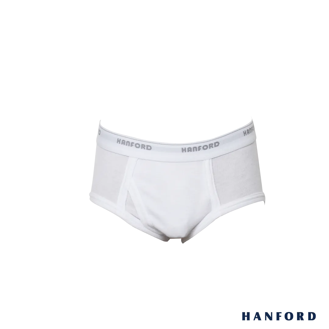 Hanford Kids/Teens Premium Ribbed Cotton Classic Briefs w/ Fly Opening - White (3in1 Pack)