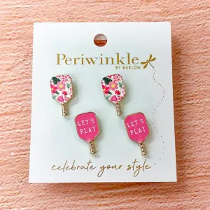 Hot Pink Pickleball Paddles Duo Earrings