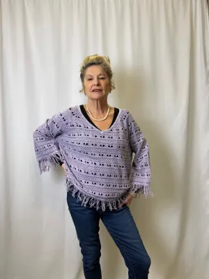 PBJ Fringe Pullover Lavender Style BL364