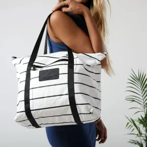 Pinstripe Zipper Tote