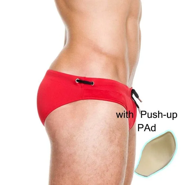 sexy man's Brand swimming push-up pad swim trunks  low waist swimming gay briefs swimwear boxers patchwork color hot sell Summer