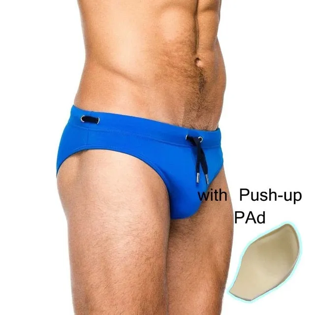 sexy man's Brand swimming push-up pad swim trunks  low waist swimming gay briefs swimwear boxers patchwork color hot sell Summer