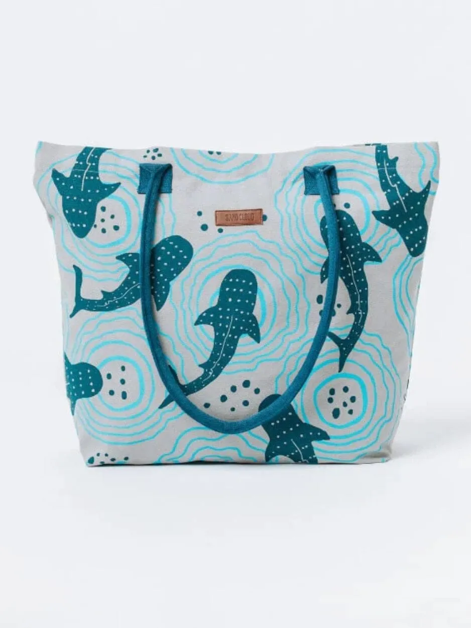 Shark Ripples Beach Tote