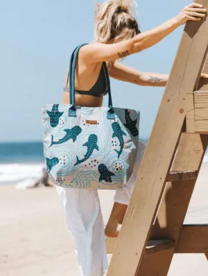 Shark Ripples Beach Tote